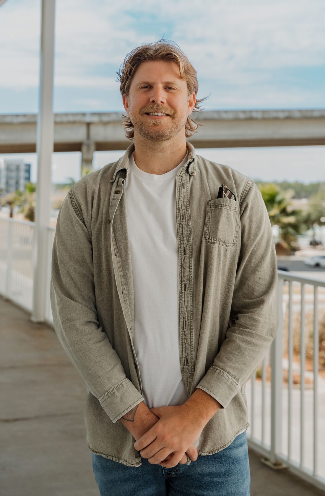 Joel Dixon on a dock in coastal Alabama